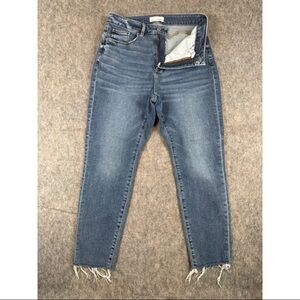 Loft Skinny Jeans Womens‎ 8 Blue Denim Frayed Hem Regular Fit Stretch 5-Pockets